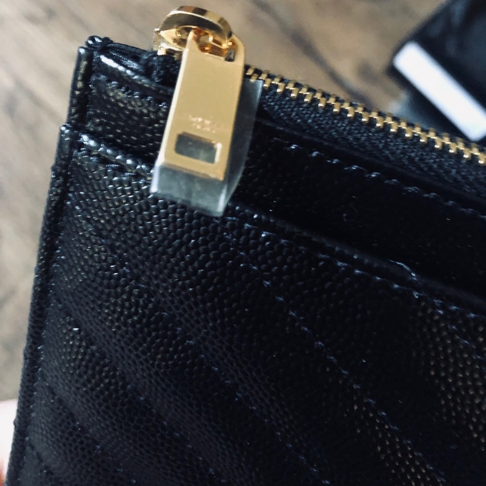 Yves Saint Laurent-AUTHENTIC (NWT/Box) Black Leather & Gold Hardware CLUTCH - Picture 8 of 16
